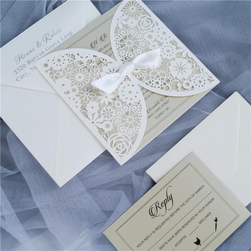 CL-SLIDER-58 M-M Red Peony Tall Slider Laser Cut Wedding Invitation