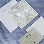 CL-SLIDER-58 M-M Red Peony Tall Slider Laser Cut Wedding Invitation