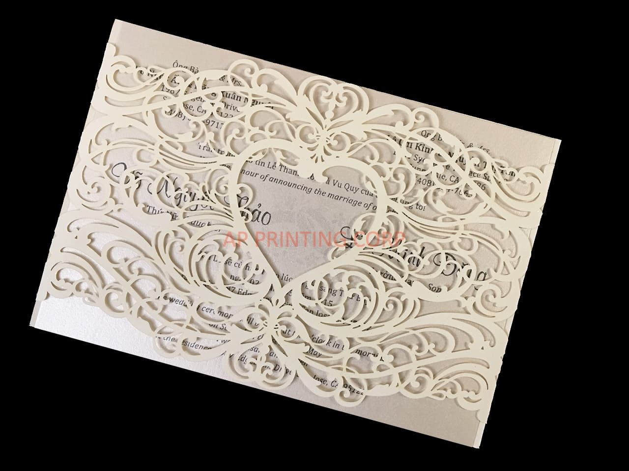 CL-WRAP-66 M-M Midnight Variety of Flowers Laser Cut Wedding Invitation