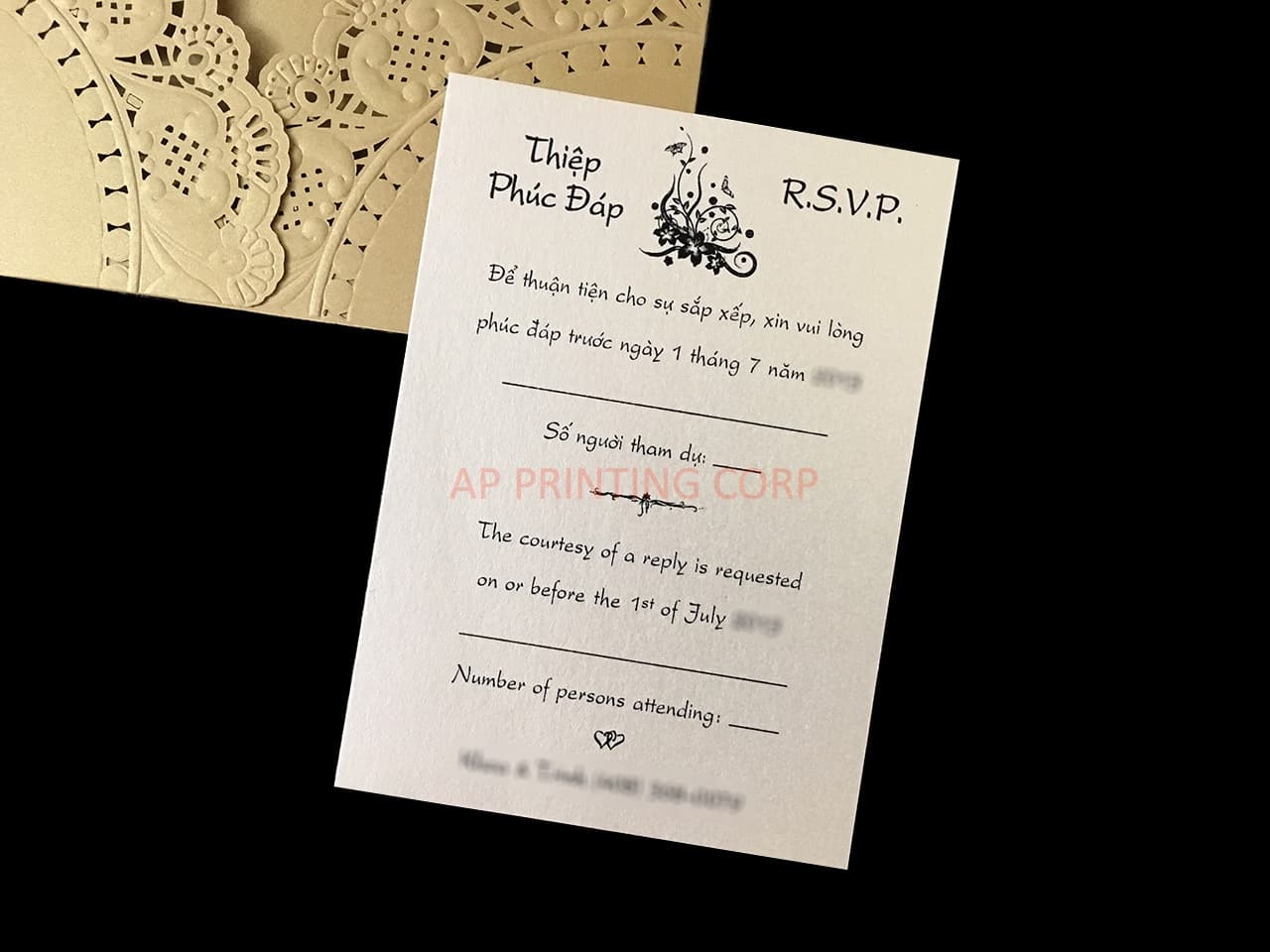 Flower Square Laser Cut Wedding Invitation