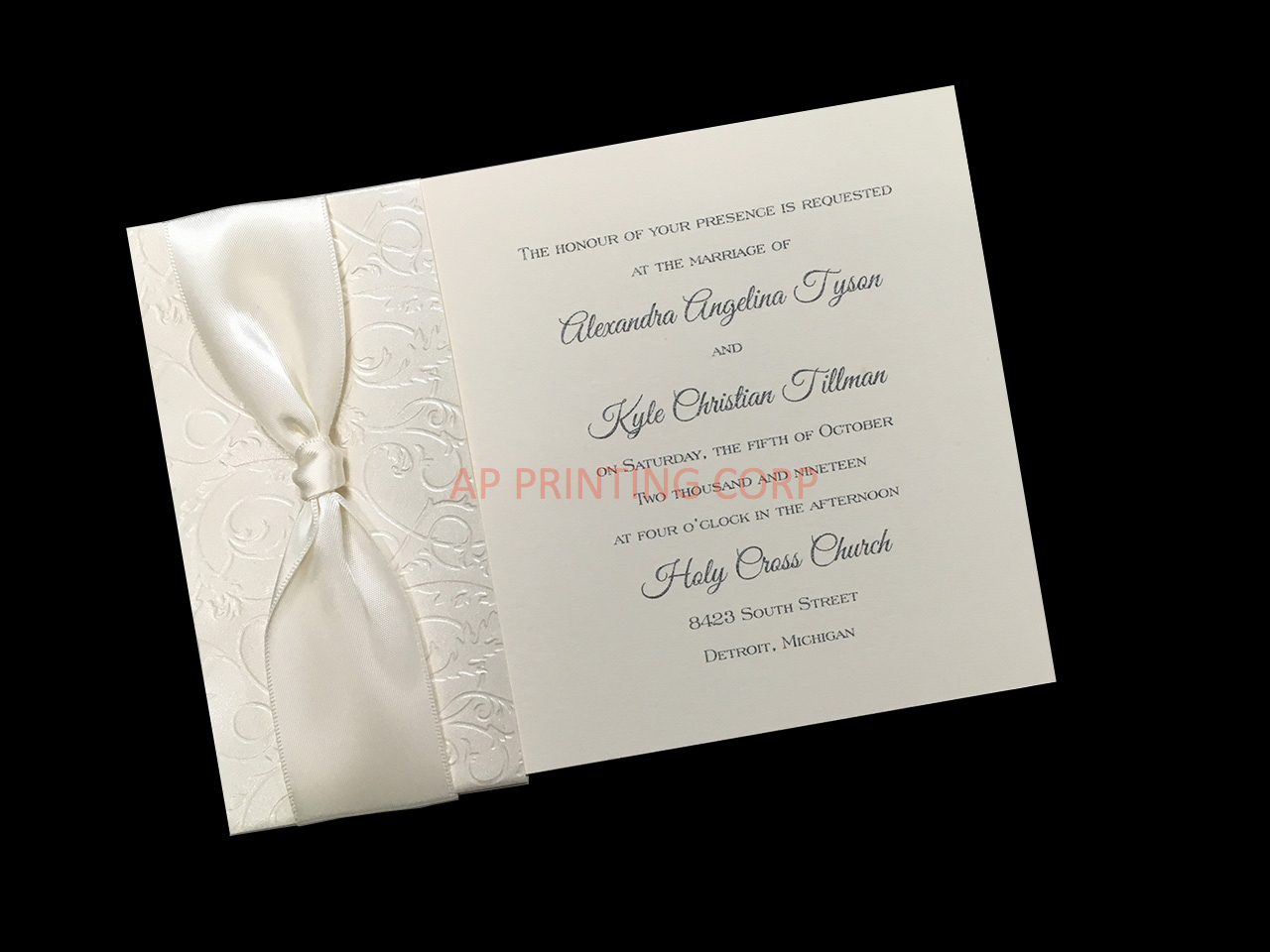 Filigree and Satin [CC-80] Fancy Luxury Wedding Invitation