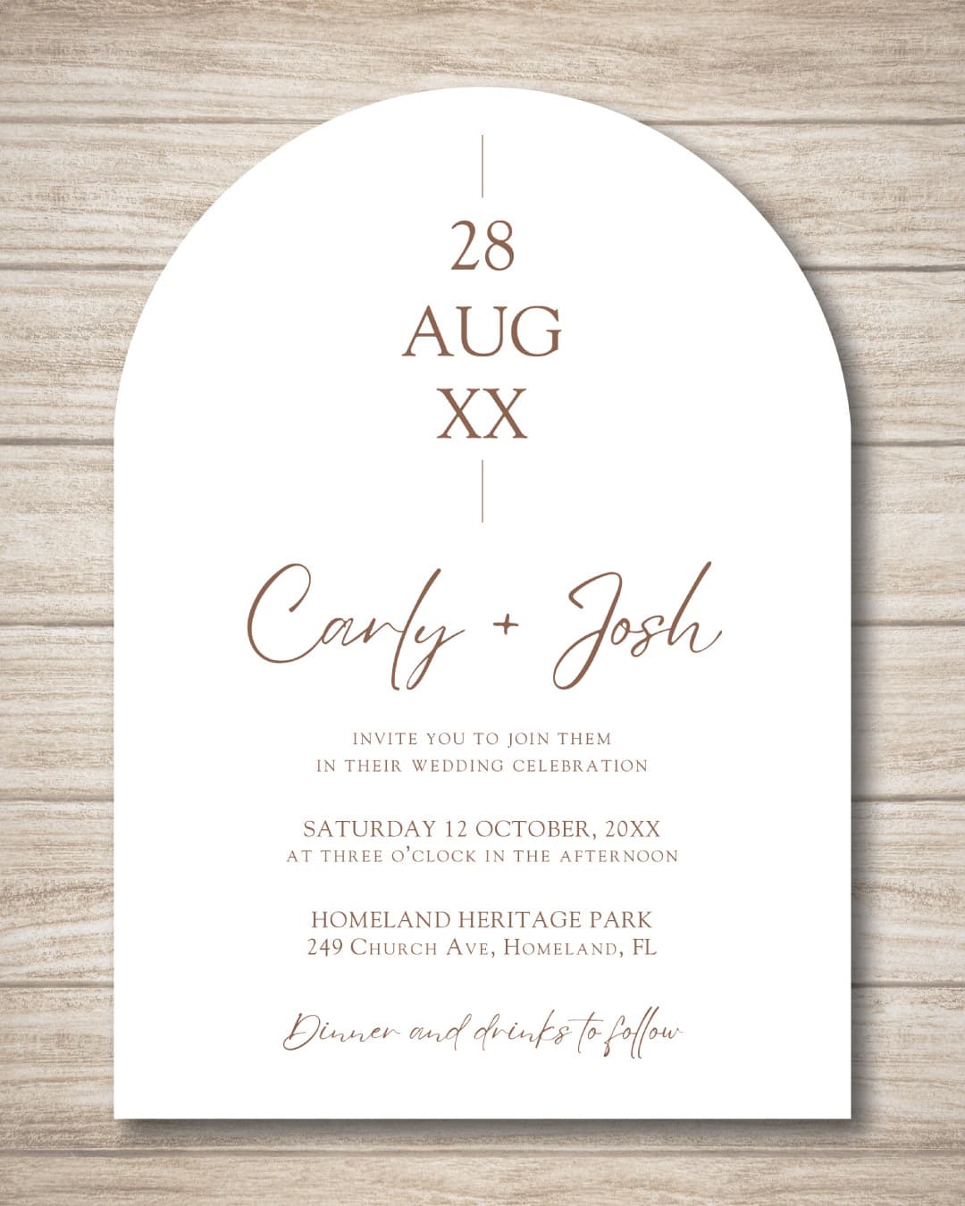 Brown and White Unique Style Wedding Invitations