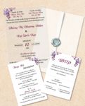 Purple Text and Leaves Vellum Wrapped Vietnamese & English Wedding Invitation