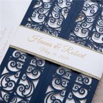 Gold Floral Diamond Drop Laser Cut Wedding Invitation
