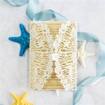 Gold Floral Foil Laser Cut Wrap Wedding Invitation