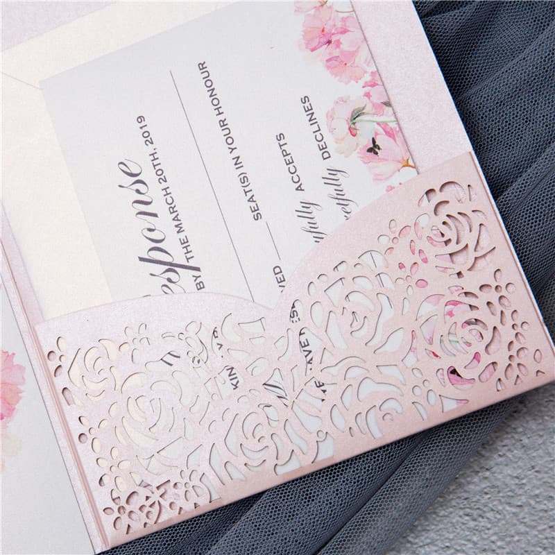 Gorgeous Lace Foil Laser Cut Wedding Invitation