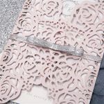 Gorgeous Lace Glittery Laser Cut Wedding Invitation