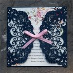 Metallic Gold Laser Cut Pocket Wedding Invitation