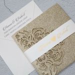 Pearl White Laser Cut Pocket Wedding Invitation