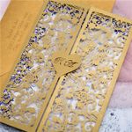 Silver Floral Tri-Fold Laser Cut Pocket Wedding Invitation