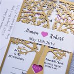 Silver Lace Foil Laser Cut Wrap Wedding Invitation