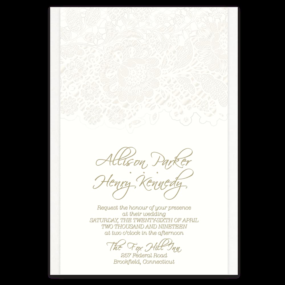 Mechlin Lace Fancy Luxury Wedding Invitation