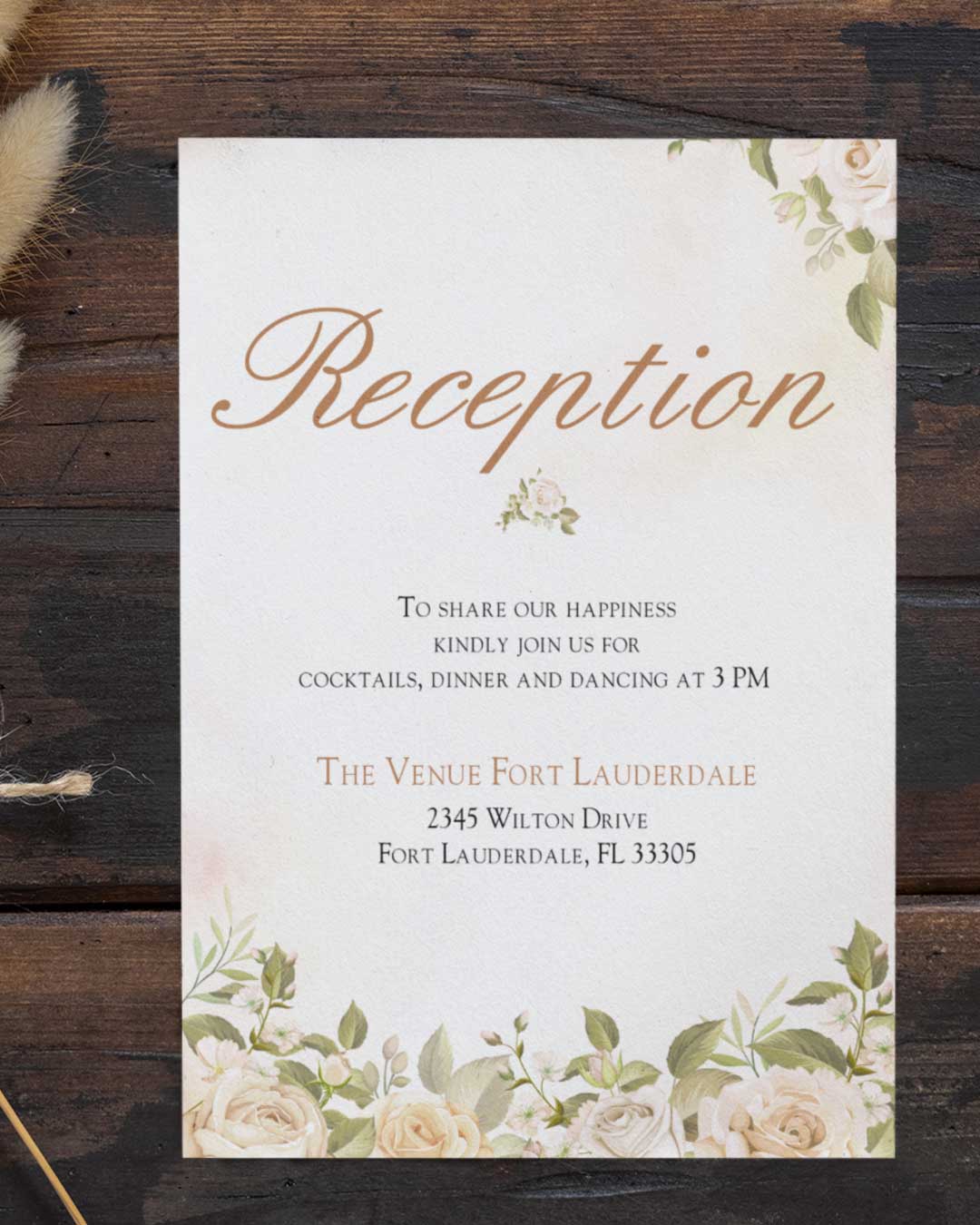 Handmade Flower Set Simple Flat 5x7 Wedding Invitation