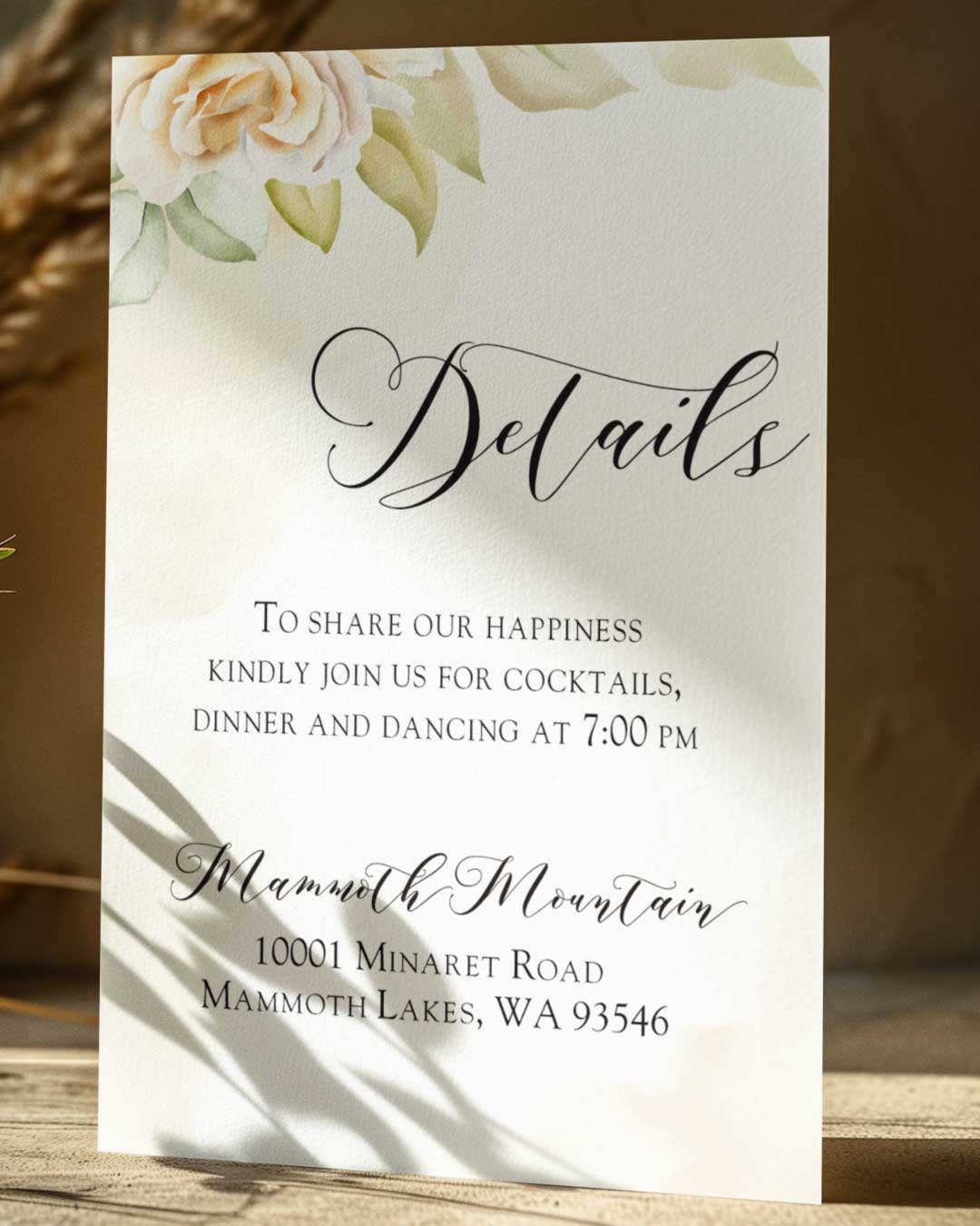 Coffee Stained Flowers Simple Flat 5x7 Wedding Invitation