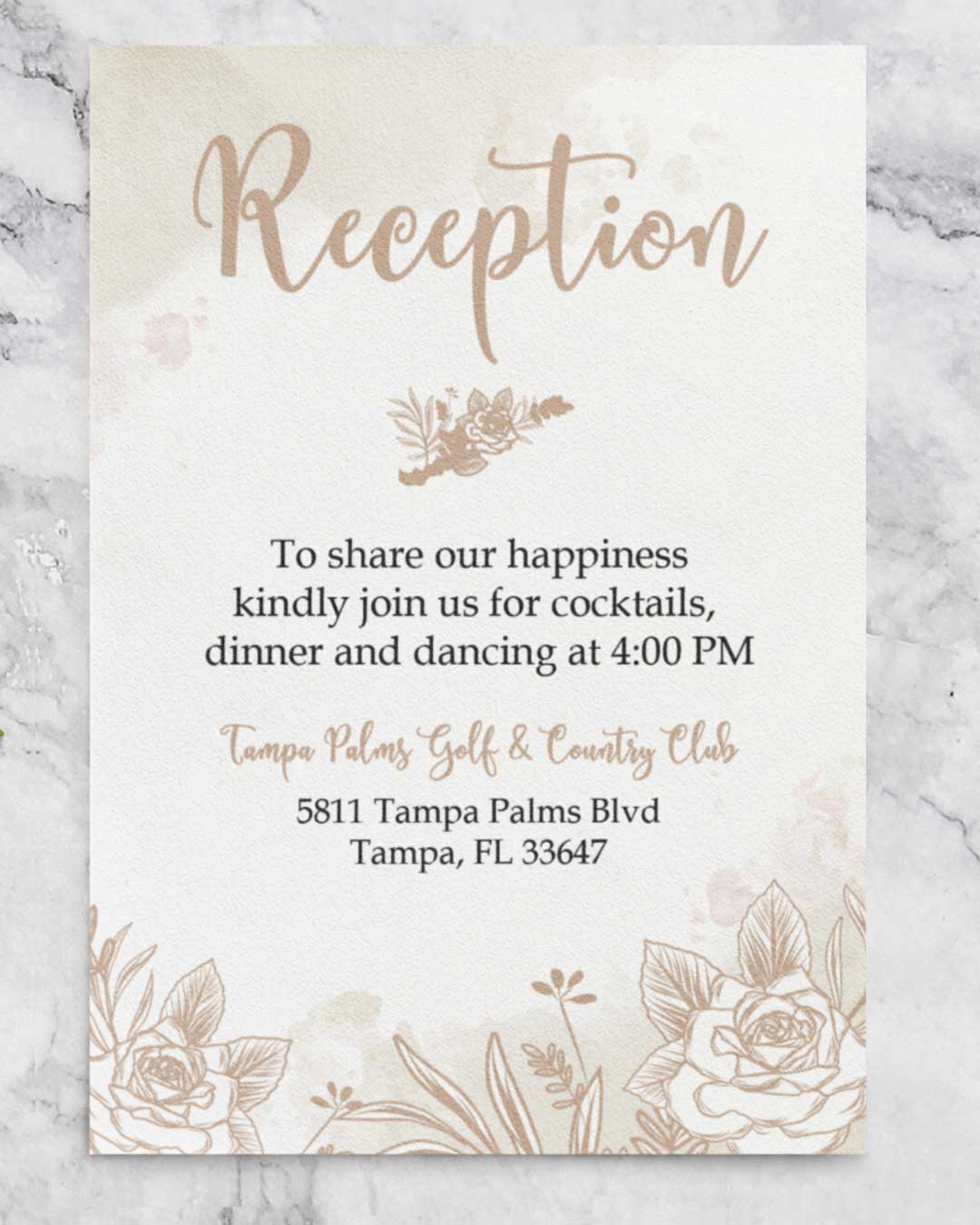 Handmade Flower Silhouettes Simple Flat 5x7 Wedding Invitation