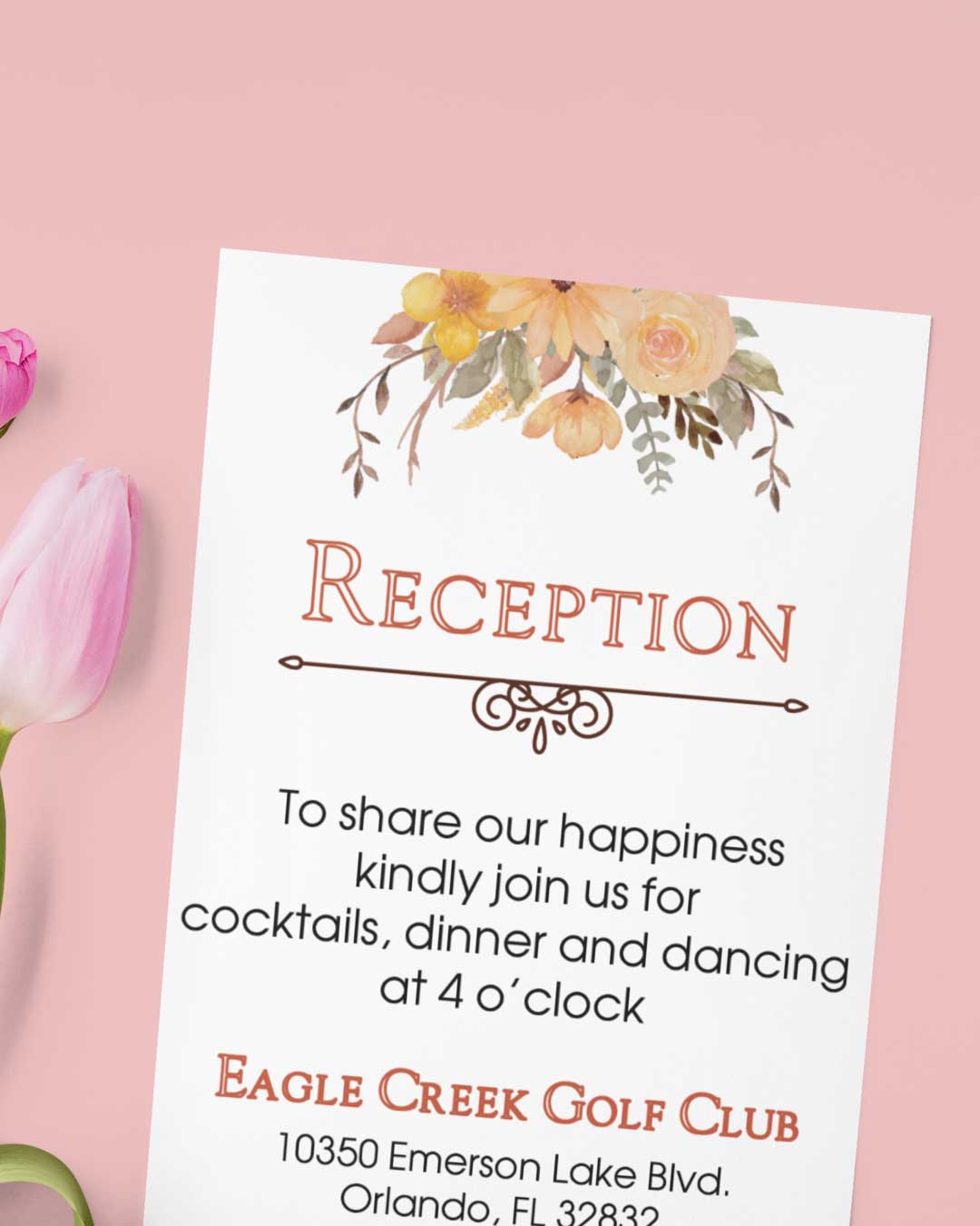 Showy Spring Flowers Simple Flat 5x7 Wedding Invitation