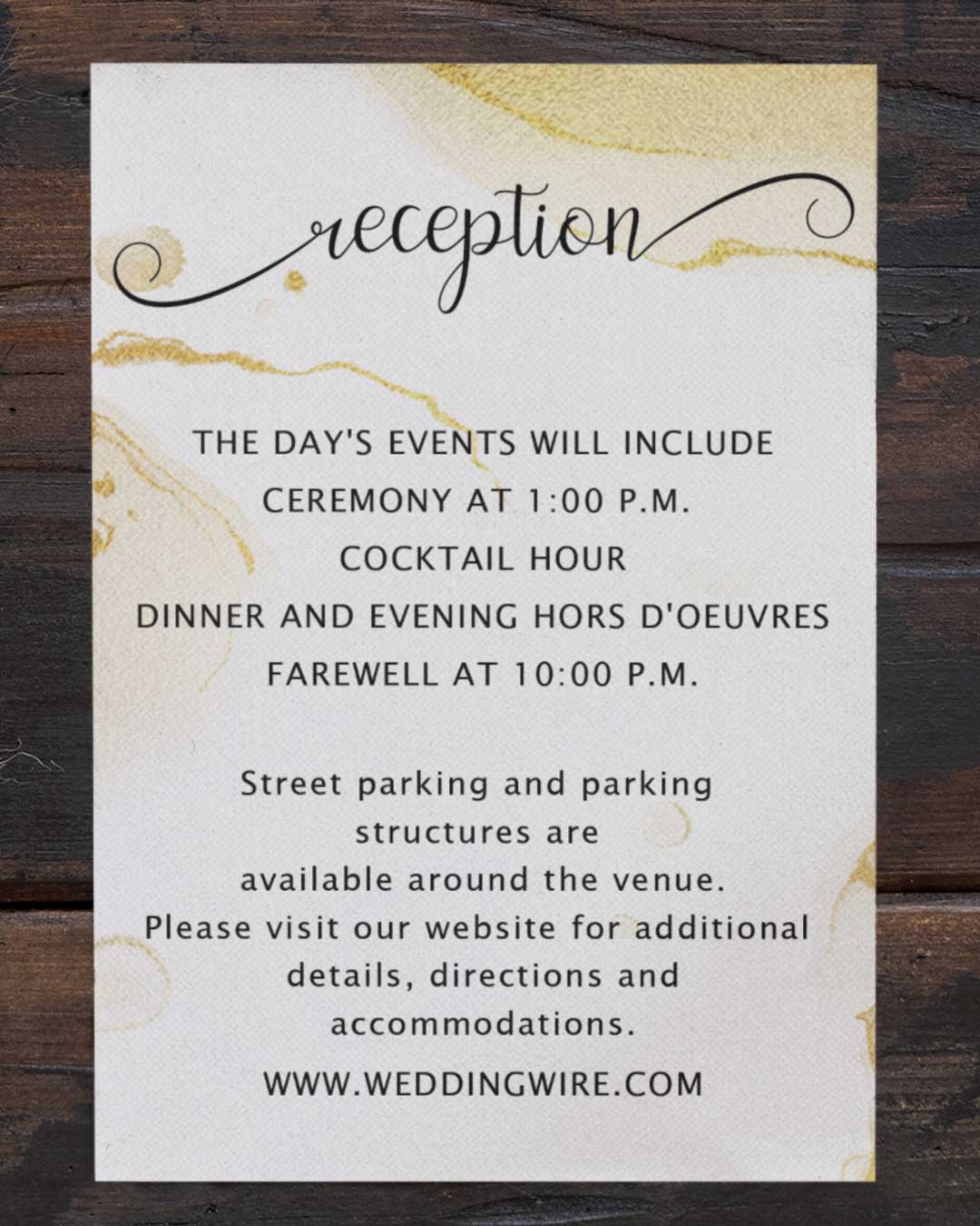 Gold Streaked Sandy Simple Flat 5x7 Wedding Invitation