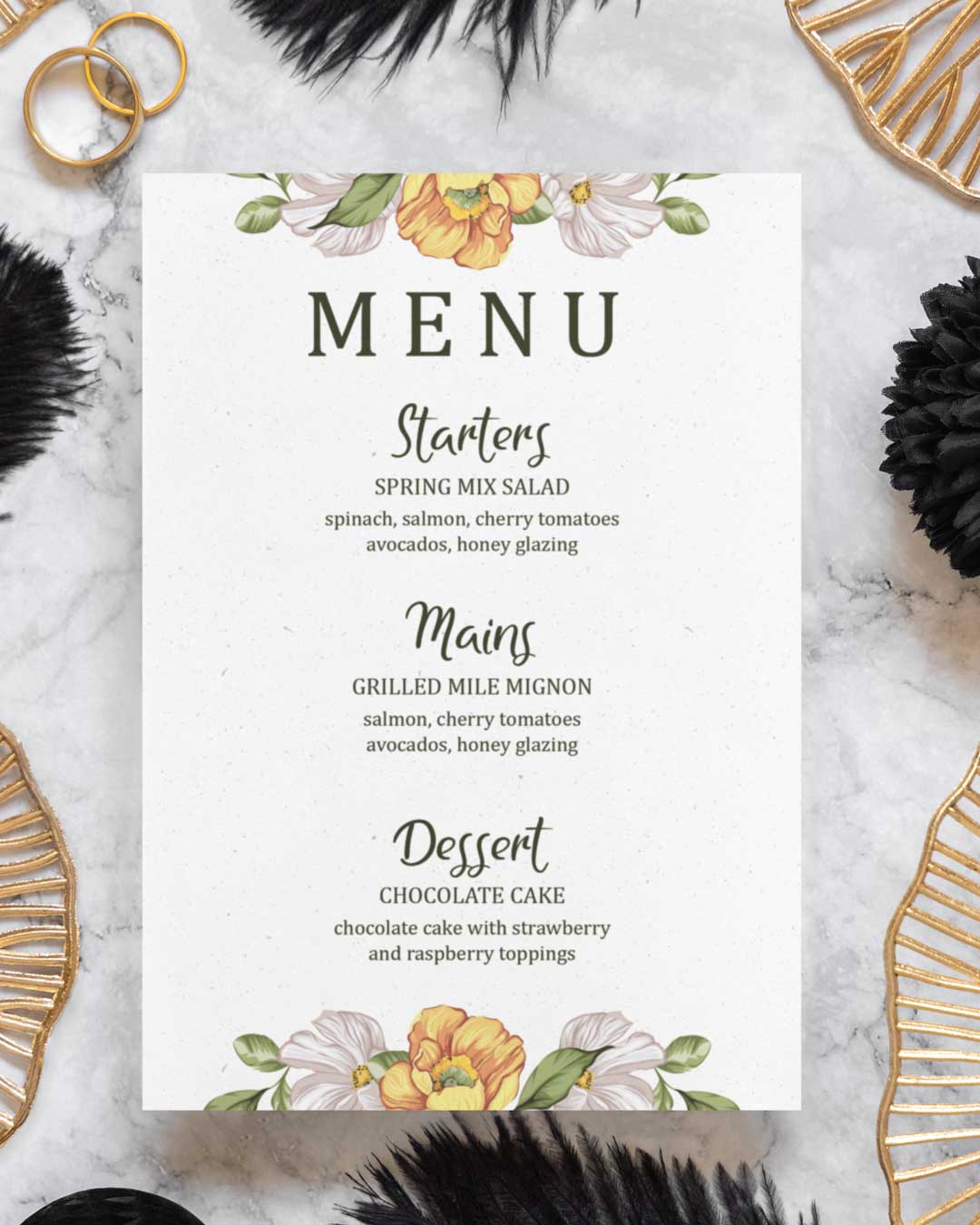 Floral Harmony Wedding Menu Cards
