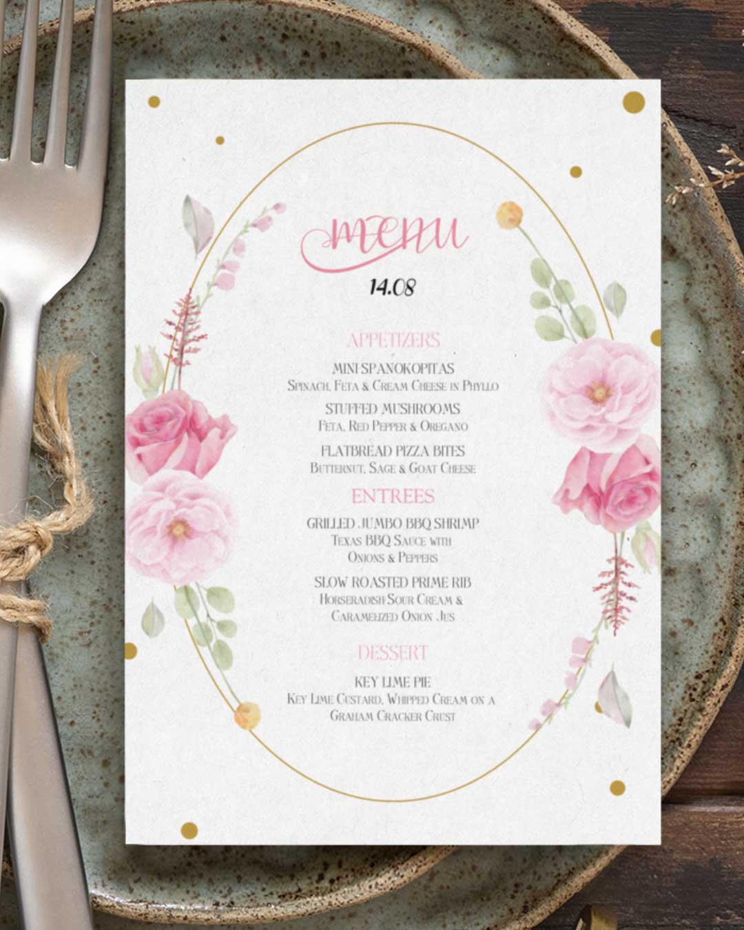 Golden Oval Menu Wedding Menu Cards