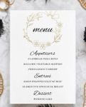 Leaf And Flower Silhouettes Wedding Menu Cards