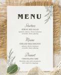 White and Green Garden Wedding Menu Cards