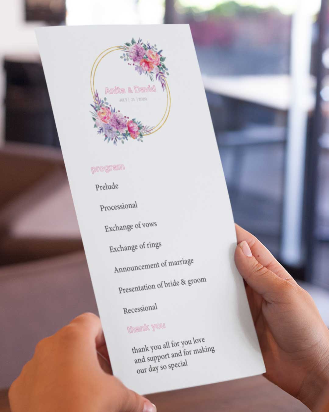 Flower Harmony Wedding Program Cards