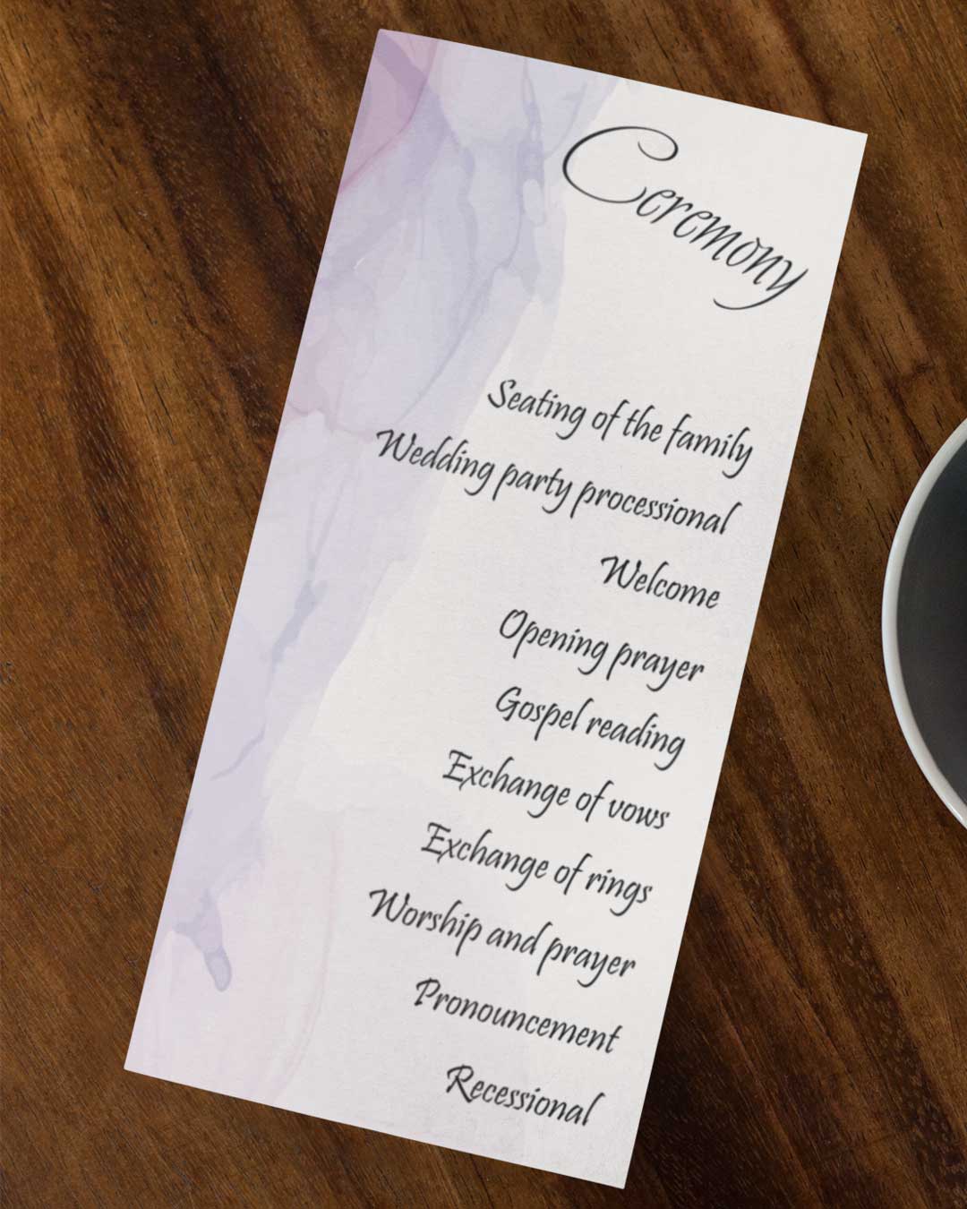 Lilac And Purple Acurela Wedding Program Cards