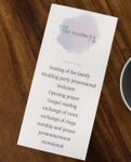 Splashes And Purple Watercolor Wedding Program Cards