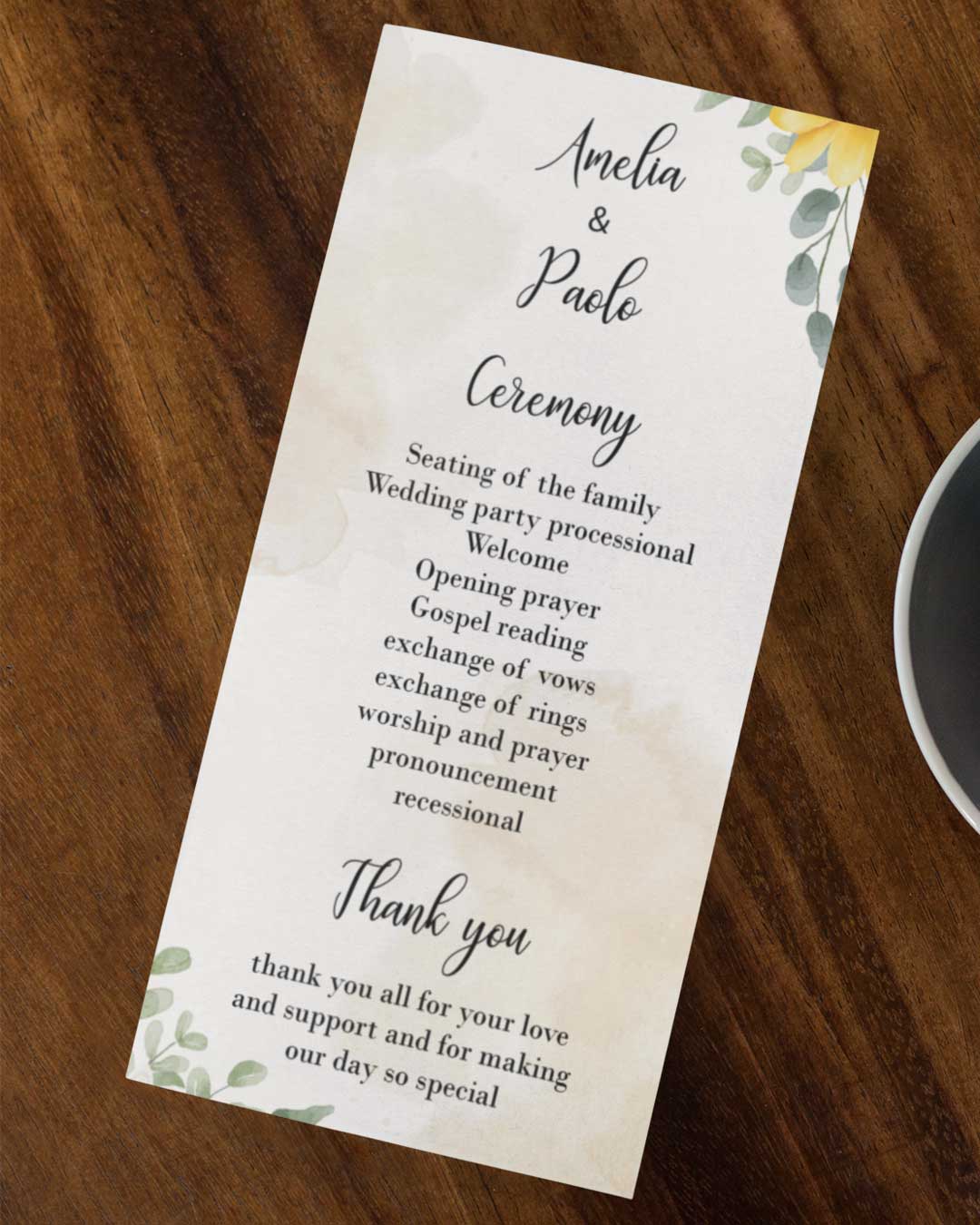 Summer Vibes Wedding Program Cards