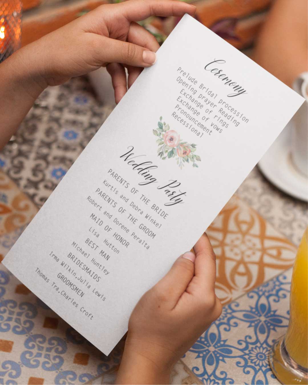 Touch Nature Wedding Program Cards