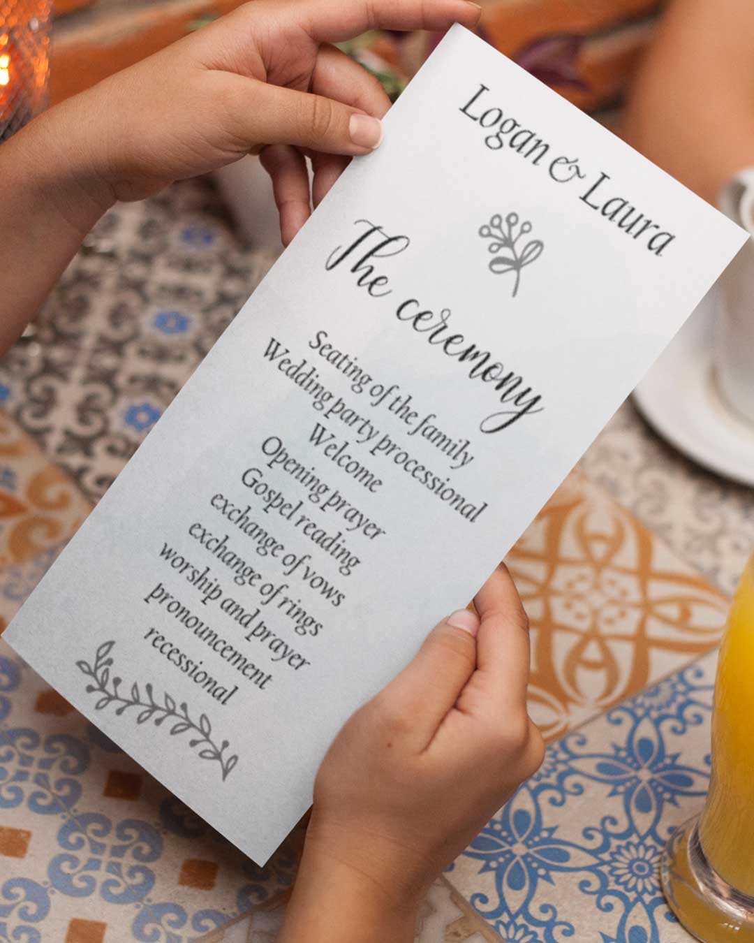 White Flawless Wedding Program Cards