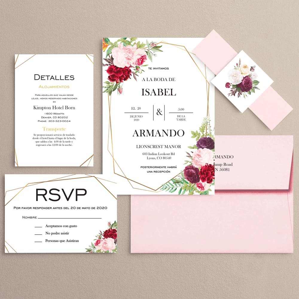 Floral and Geometric Spanish & English Elegant Flowers