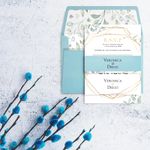 Gold Geometric Spanish & English Elegant Wedding Invitation