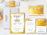 Golden Brush Strokes Spanish & English Elegant Wedding Invitation
