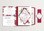 Red Diamond Spanish & English Elegant Wedding Invitation