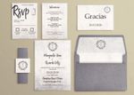 Rustic Silver Spanish & English Elegant Wedding Invitation