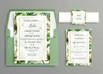 Tropical Calligraphy Spanish & English Elegant Wedding Invitation