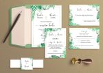 Tropical Green Leaves Spanish & English Elegant Wedding Invitation