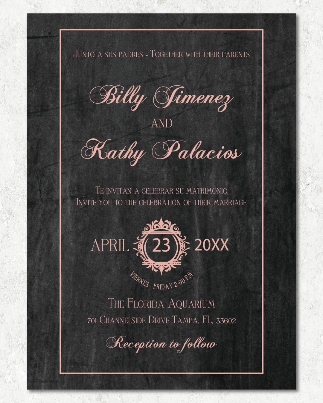 Elegant Pink Foil Wedding Invitation