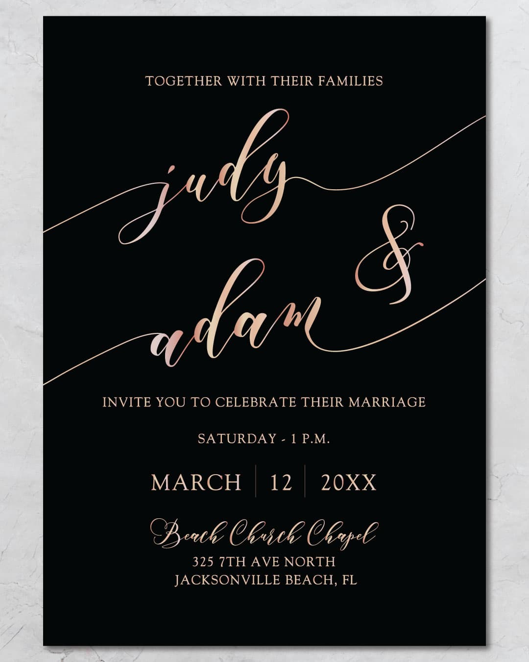 Enviable Galactic Pink Foil Wedding Invitation