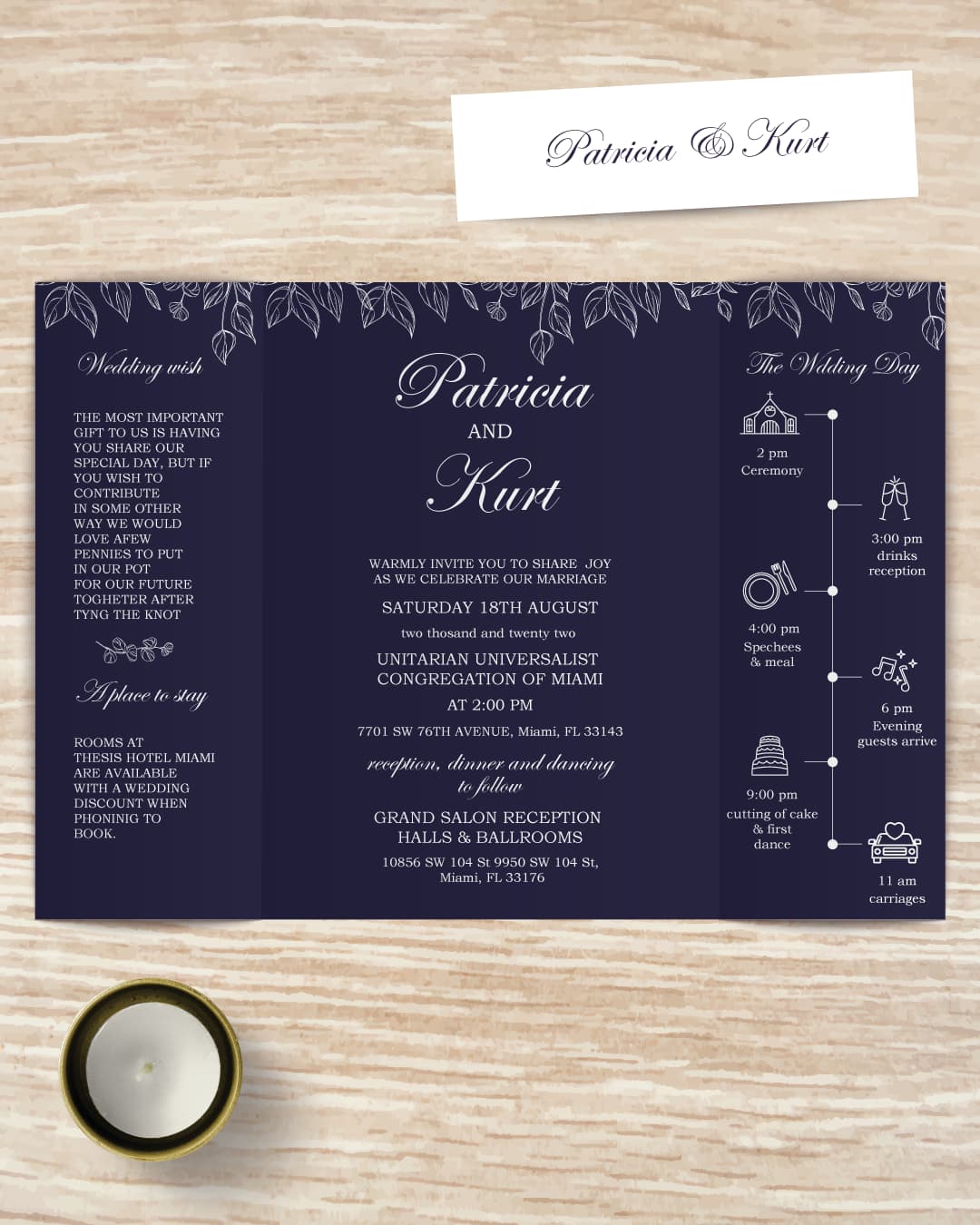 Linear Art 5x7 Gate Fold Wedding Invitation