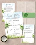 Watercolor Palm Trees Vellum Wrapped Vietnamese & English Wedding Invitation