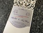 White Heart Diamond Drop Laser Cut Wedding Invitation