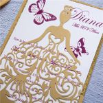 CL-PF-57 M-N Midnight Peacock Feather Pocket Laser Cut Wedding Invitation