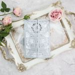 CL-SLIDER-57 M-N White Lotus with Ribbon Laser Cut Wedding Invitation