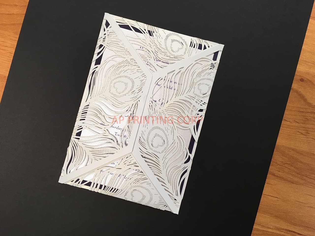 CL-SLIDER-58 M-N Midnight Peony Tall Slider Laser Cut Wedding Invitation