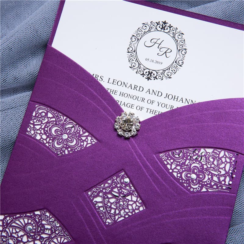 CL-SLIDER-58 M-N Midnight Peony Tall Slider Laser Cut Wedding Invitation