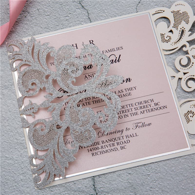 CL-WRAP-66 MPM White Table Setting Lace Laser Cut Wedding Invitation