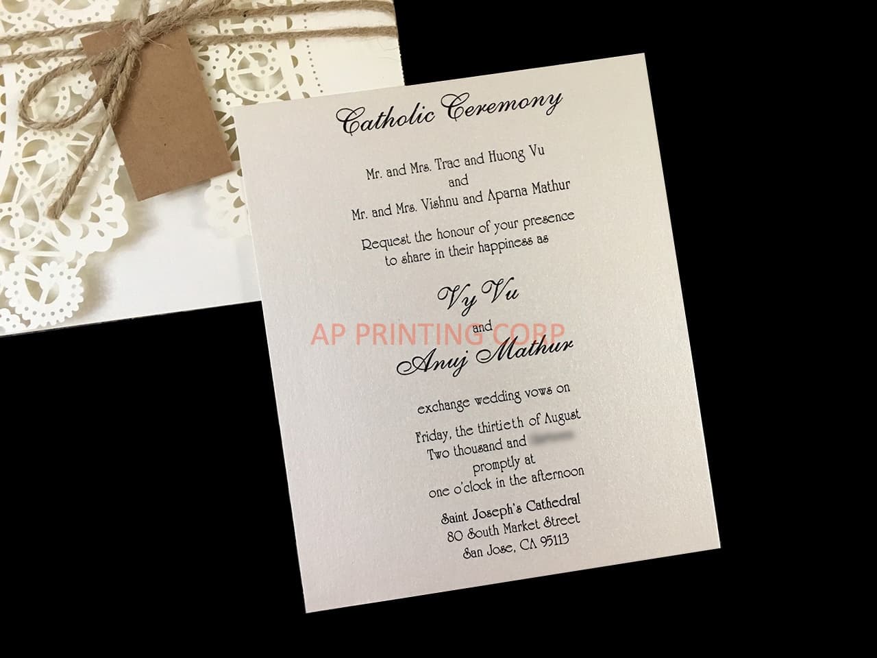 Elegant Floral Tri-Fold Laser Cut Pocket Wedding Invitation