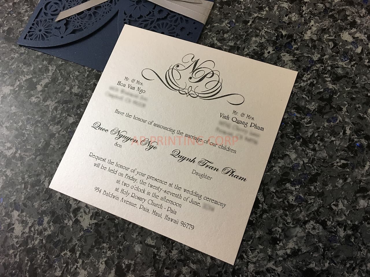 Glittery Lace Laser Cut Wrap Wedding Invitation